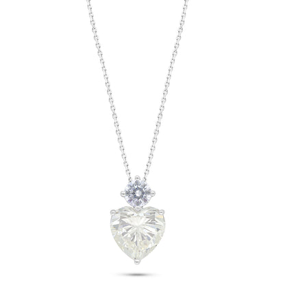 Sterling Silver 925 Necklace Rhodium Plated Embedded With Yellow Diamond And White Zircon