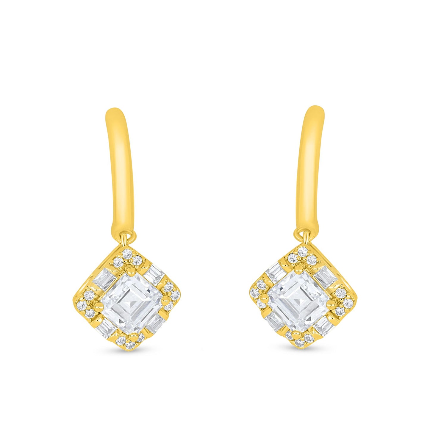 Sterling Silver 925 Earring Golden Plated Embedded With White Zircon