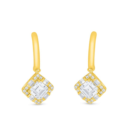 Sterling Silver 925 Earring Golden Plated Embedded With White Zircon