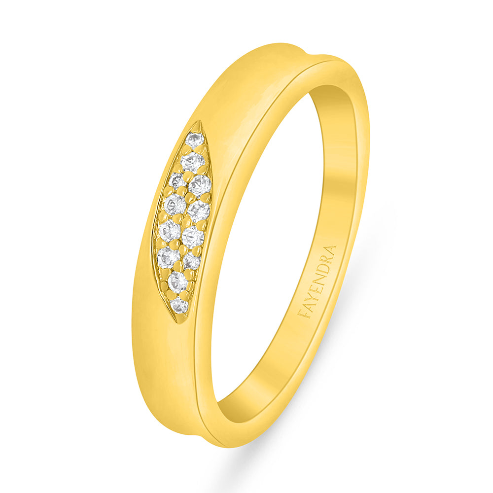 Sterling Silver 925 Ring Golden Plated Embedded With White Zircon