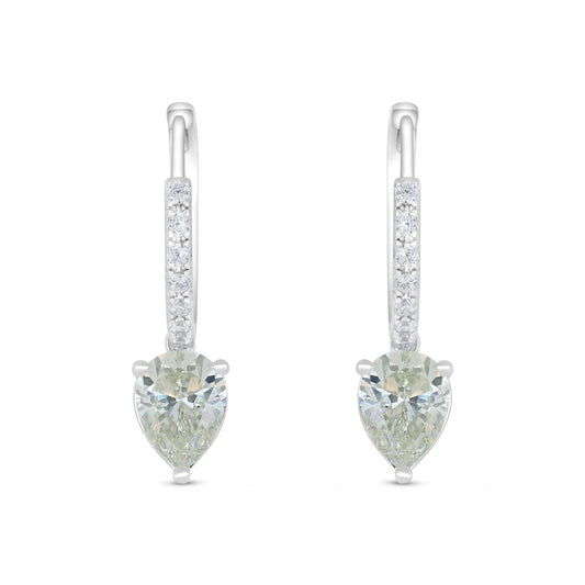 Sterling Silver 925 Earring Rhodium Plated Embedded With Diamond Zircon And White Zircon