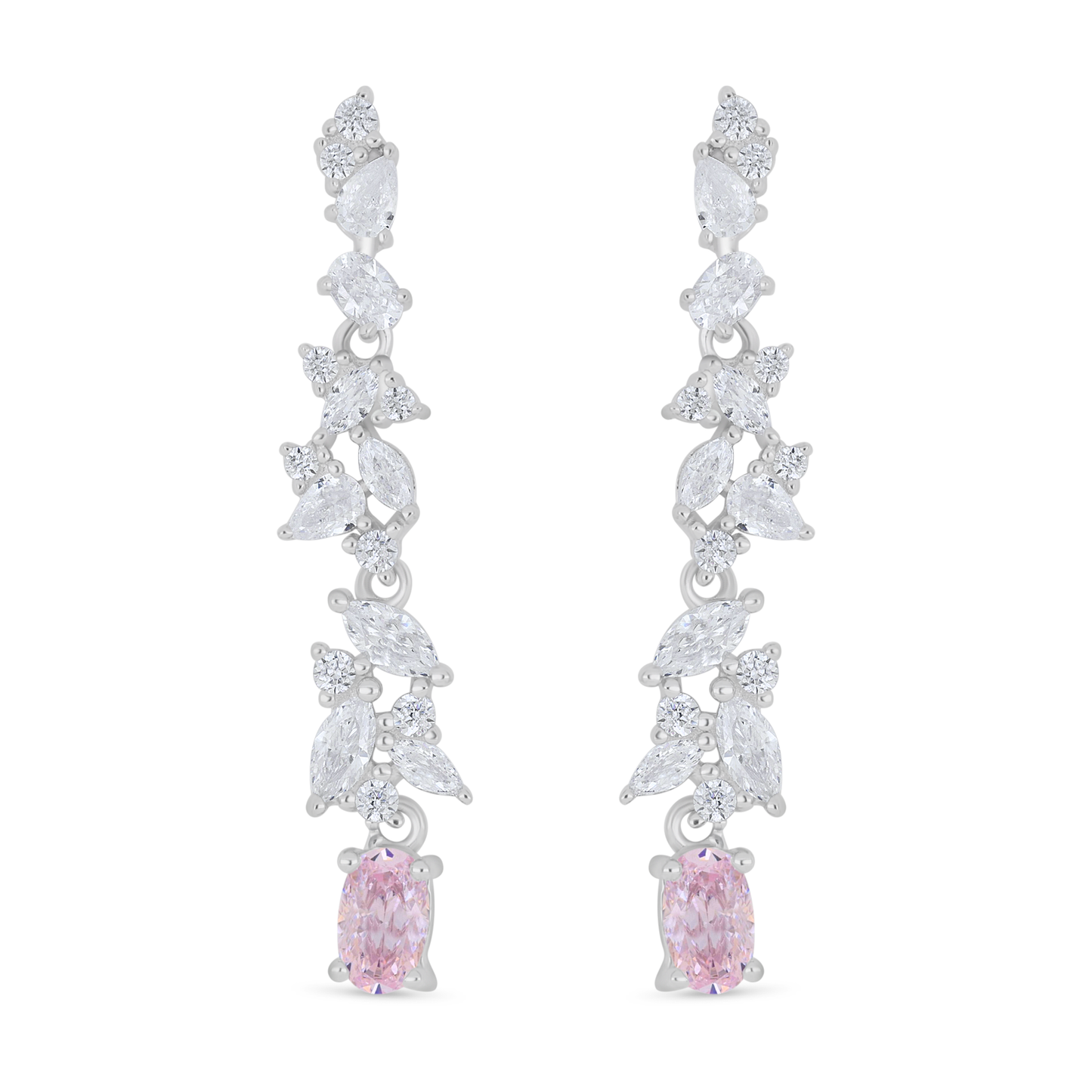 اقراط من الفضة الخالصة عيار 925 مطلية روديوم مرصعة زركون بنك و فص ابيض