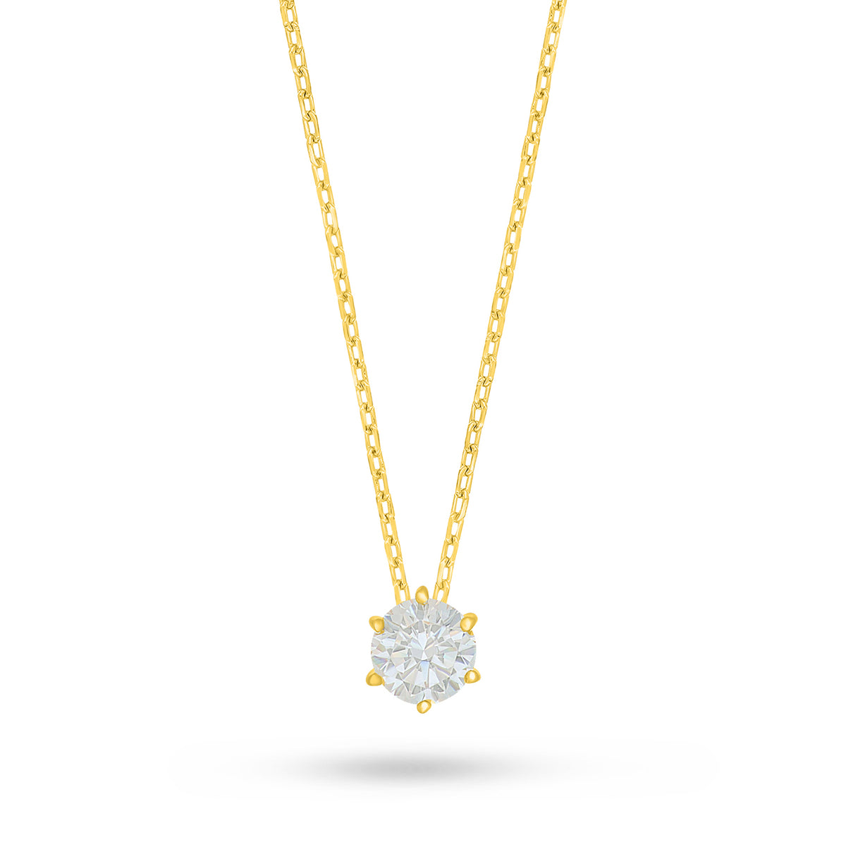 Sterling Silver 925 Necklace Golden Plated Embedded With White Zircon