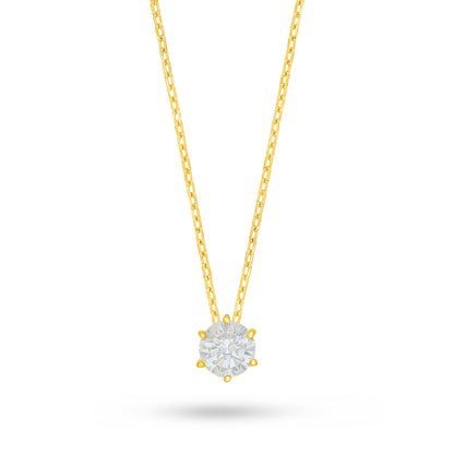 Sterling Silver 925 Necklace Golden Plated Embedded With White Zircon