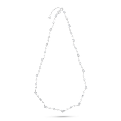 Sterling Silver 925 Necklace Rhodium Plated Embedded With White Zircon