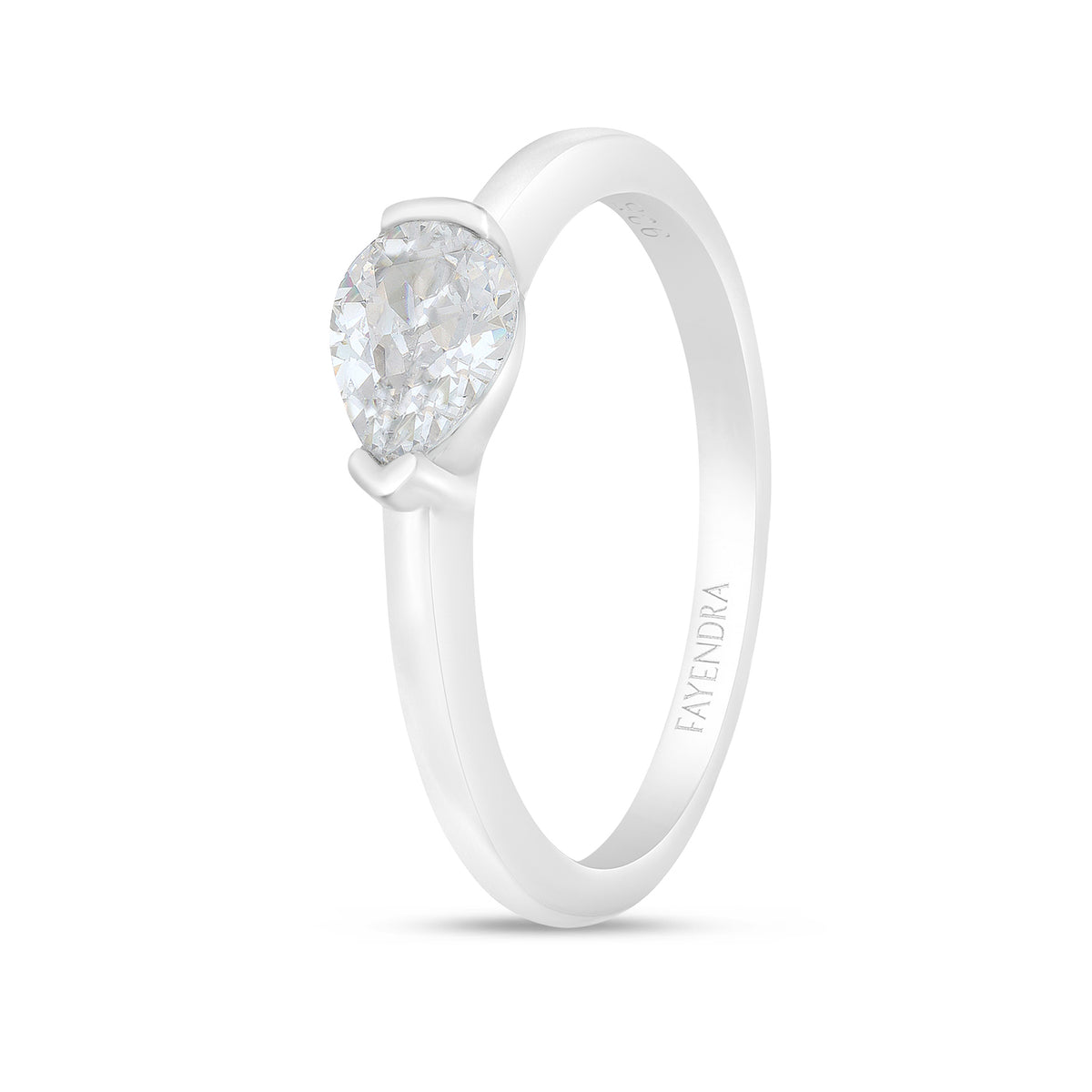 Sterling Silver 925 Ring Rhodium Plated Embedded With White Zircon