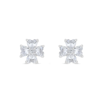 Sterling Silver 925 Earring Rhodium Plated Embedded With White Zircon