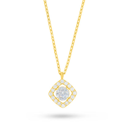 Sterling Silver 925 Necklace Golden Plated Embedded With White Zircon