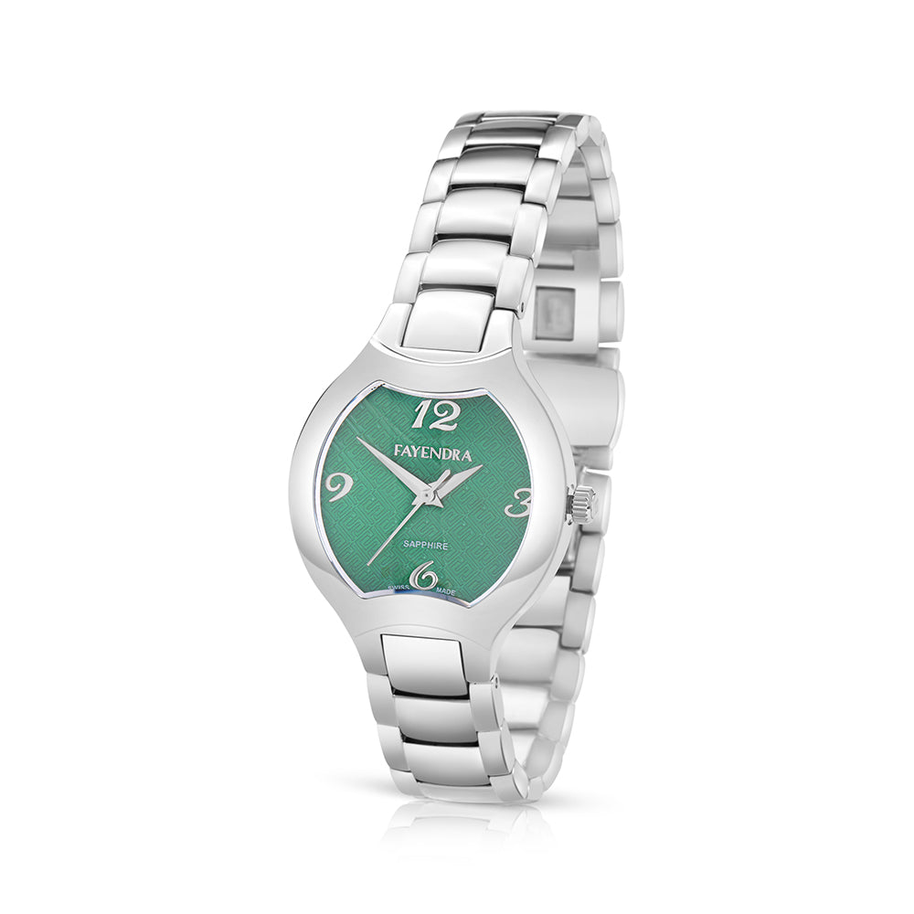 Stainless Steel 316L Watch Silver Color - GREEN METAL DIAL