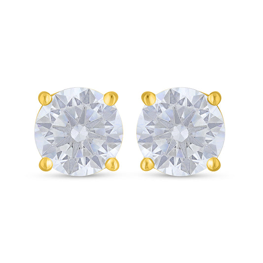 Sterling Silver 925 Earring Golden Plated Embedded With White Zircon
