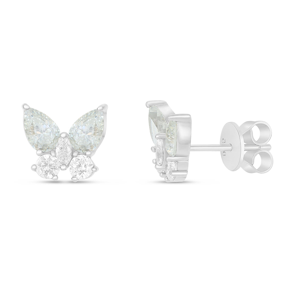 Sterling Silver 925 Earring Rhodium Plated Embedded With Diamond Zircon And White Zircon