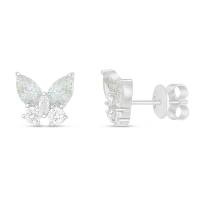 Sterling Silver 925 Earring Rhodium Plated Embedded With Diamond Zircon And White Zircon