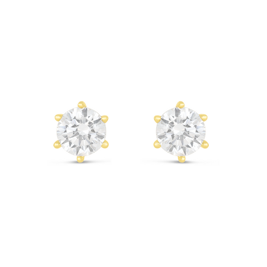 Sterling Silver 925 Earring Golden Plated Embedded With White Zircon
