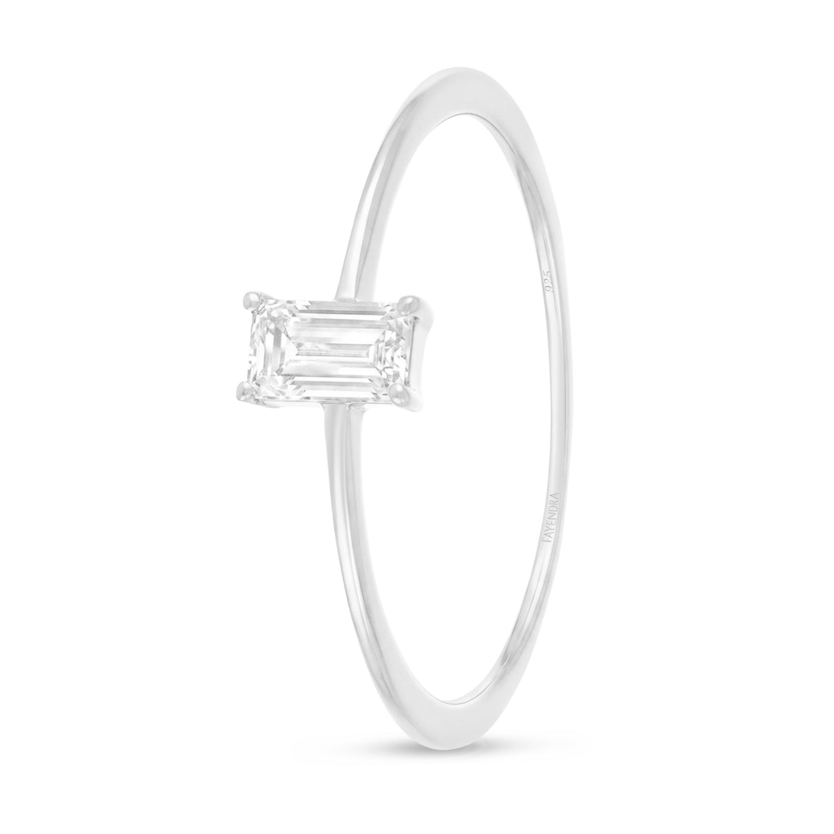 Sterling Silver 925 Ring Rhodium Plated Embedded With White Zircon