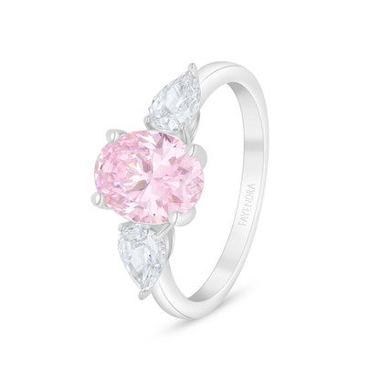 خاتم من الفضة الخالصة عيار 925 مطلي روديوم مرصع زركون بنك و فص ابيض