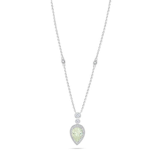 Sterling Silver 925 Necklace Rhodium Plated Embedded With Diamond Zircon And White Zircon