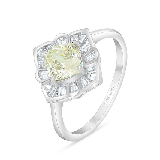 Sterling Silver 925 Ring Rhodium Plated Embedded With Diamond Zircon And White Zircon