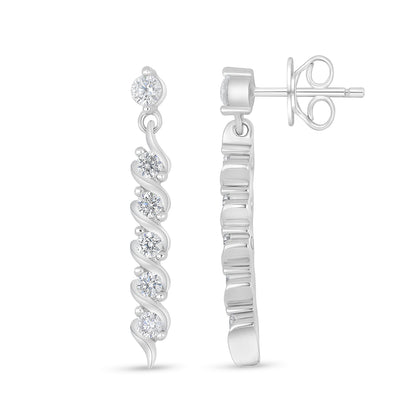 اقراط من الفضة الخالصة عيار 925 مطلية روديوم مرصعة فص ابيض