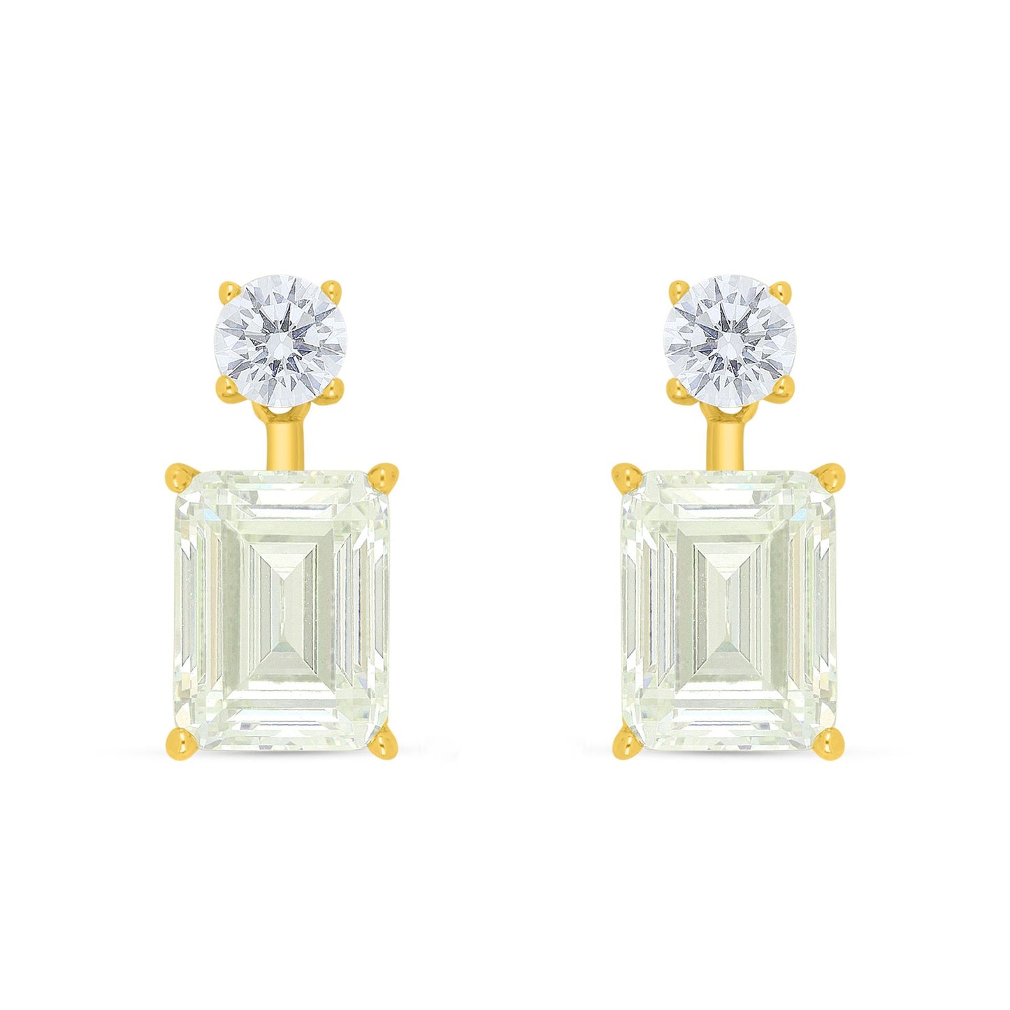 Sterling Silver 925 Earring Golden Plated Embedded With Diamond Zircon And White Zircon