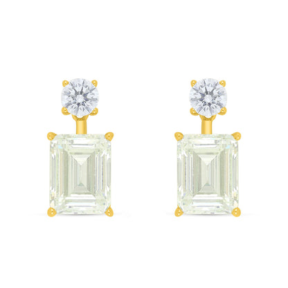 Sterling Silver 925 Earring Golden Plated Embedded With Diamond Zircon And White Zircon