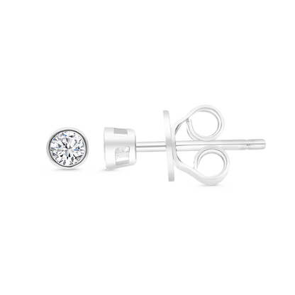 Sterling Silver 925 Earring Rhodium Plated Embedded With White Zircon