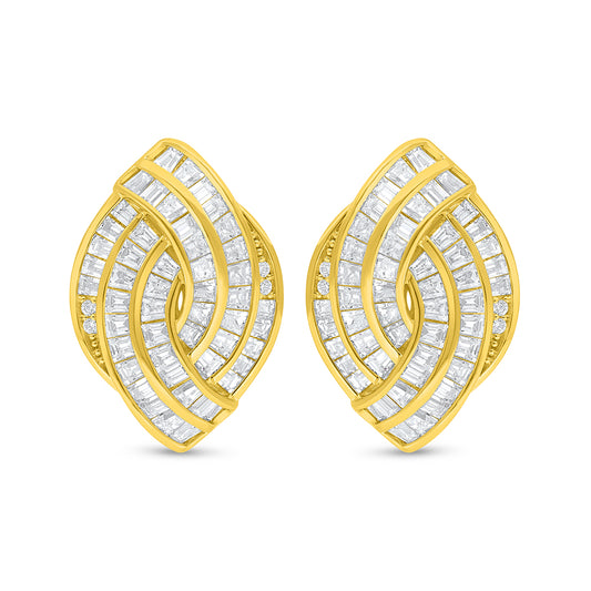 Sterling Silver 925 Earring Golden Plated Embedded With White Zircon