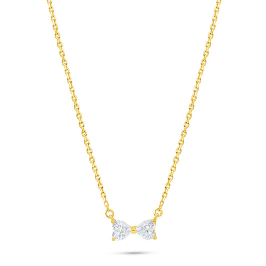 Sterling Silver 925 Necklace Golden Plated Embedded With White Zircon