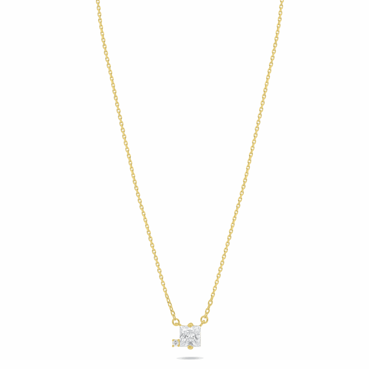 Sterling Silver 925 Necklace Golden Plated Embedded With White Zircon