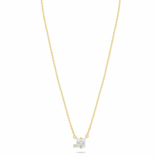 Sterling Silver 925 Necklace Golden Plated Embedded With White Zircon