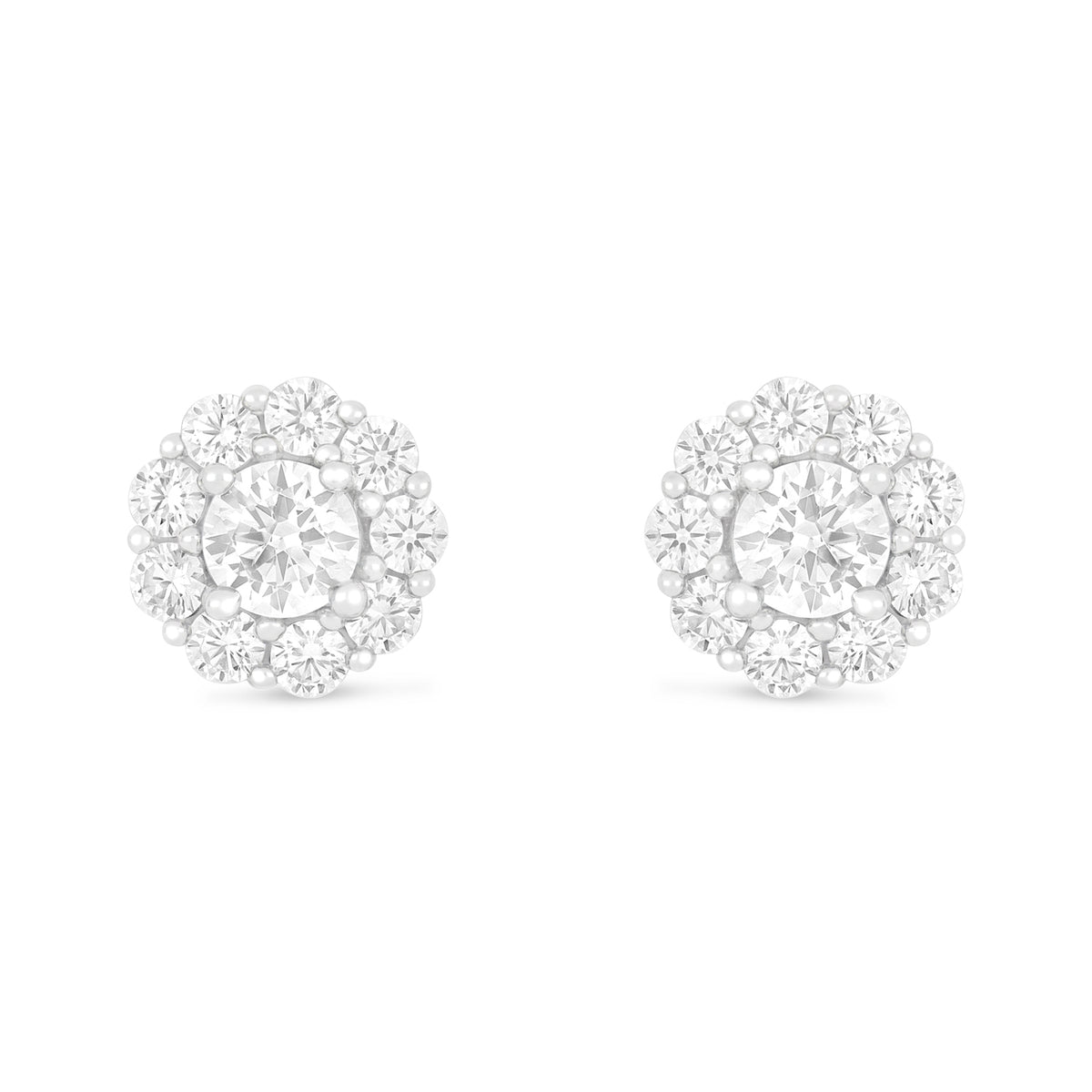Sterling Silver 925 Earring Rhodium Plated Embedded With White Zircon