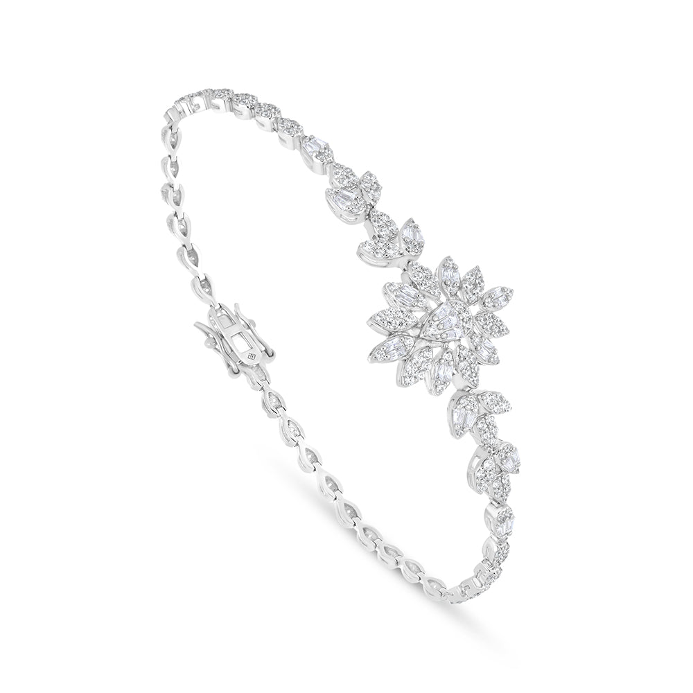 Sterling Silver 925 Set Rhodium Plated Embedded With White Zircon