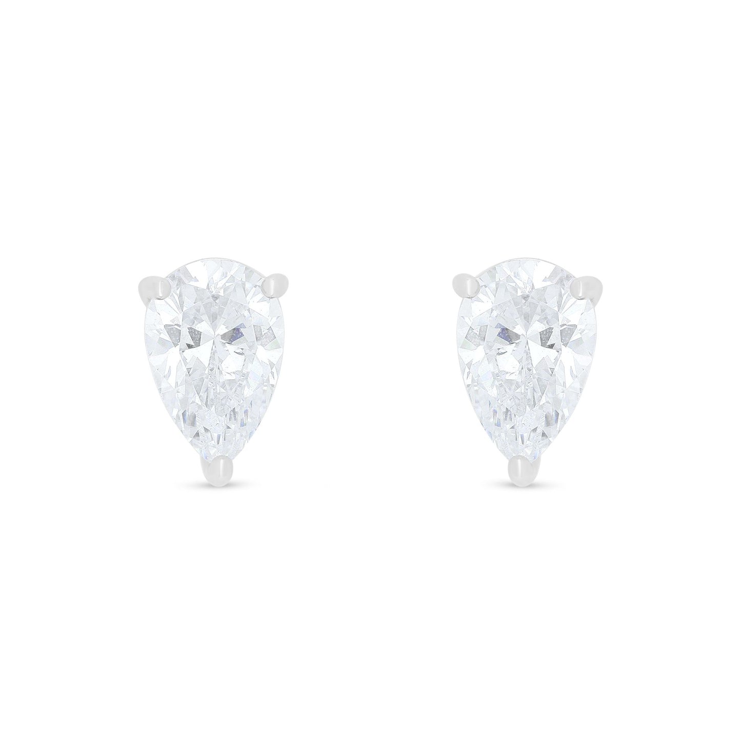 Sterling Silver 925 Earring Rhodium Plated Embedded With White Zircon