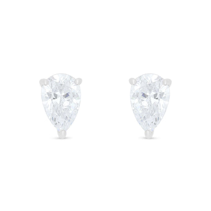Sterling Silver 925 Earring Rhodium Plated Embedded With White Zircon