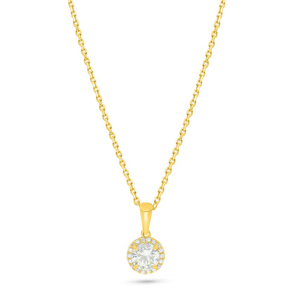 Sterling Silver 925 Necklace Golden Plated Embedded With Diamond Zircon And White Zircon