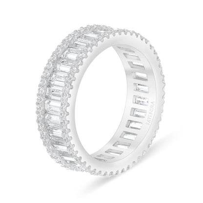 Sterling Silver 925 Ring Rhodium Plated Embedded With White Zircon