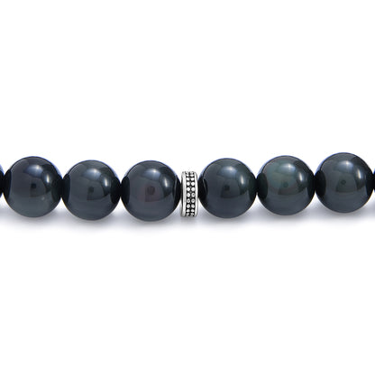 سبحة 33 اوبسديم ملون بيلية 10 مم طقم ستانلس ستيل عيار 316L مطلى فضي واسود