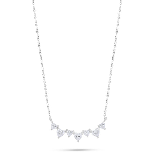 عقد من الفضة الخالصة عيار 925 مطلي روديوم مرصع فص ابيض