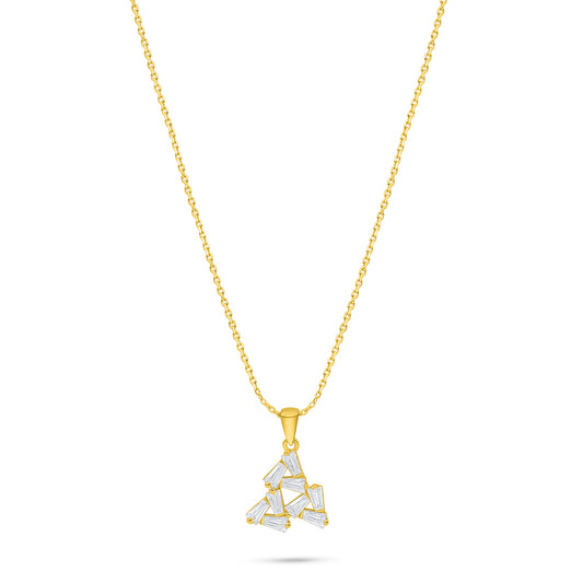 Sterling Silver 925 Necklace Golden Plated Embedded With White Zircon