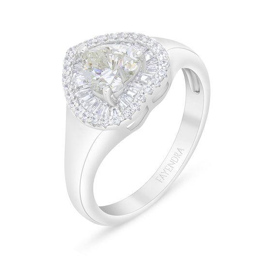 Sterling Silver 925 Ring Rhodium Plated Embedded With Diamond Zircon And White Zircon
