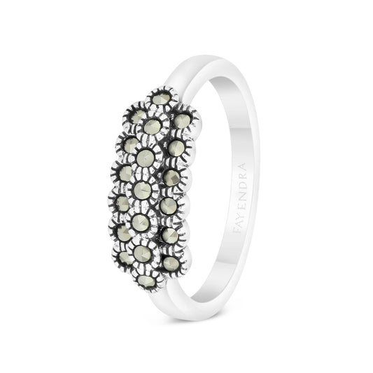 Sterling Silver 925 Ring Embedded With Marcasite Stones