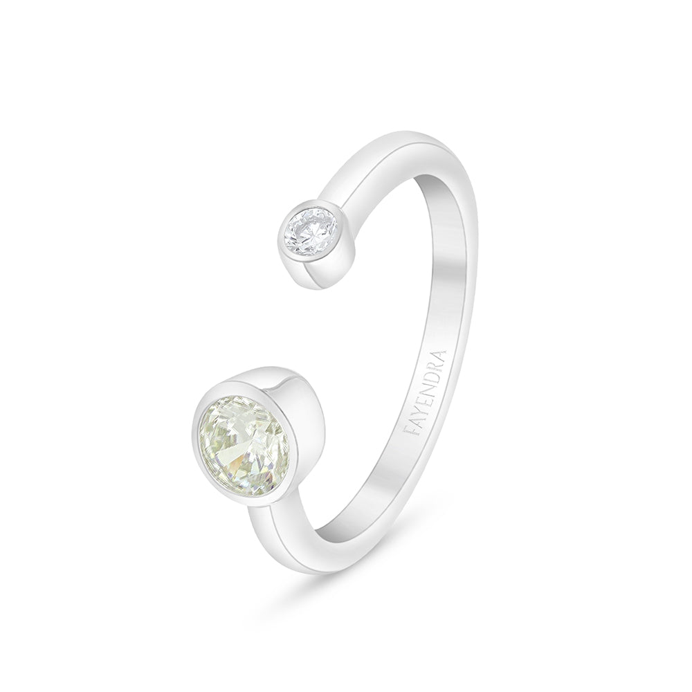 Sterling Silver 925 Ring Rhodium Plated Embedded With Diamond Zircon And White Zircon