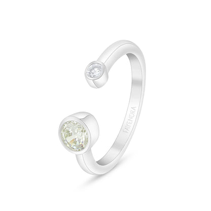 Sterling Silver 925 Ring Rhodium Plated Embedded With Diamond Zircon And White Zircon