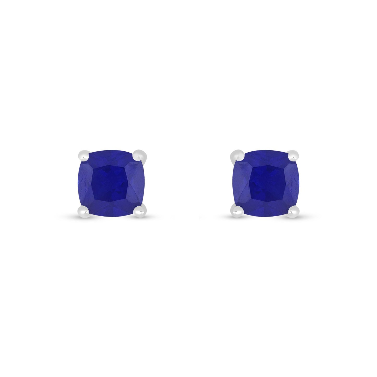 Sterling Silver 925 Earring Rhodium Plated Embedded With Sapphire Corundum And White Zircon