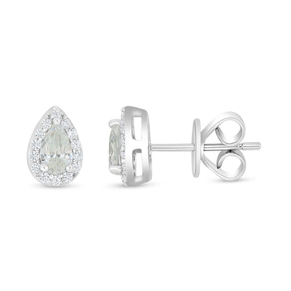 Sterling Silver 925 Earring Rhodium Plated Embedded With Diamond Zircon And White Zircon