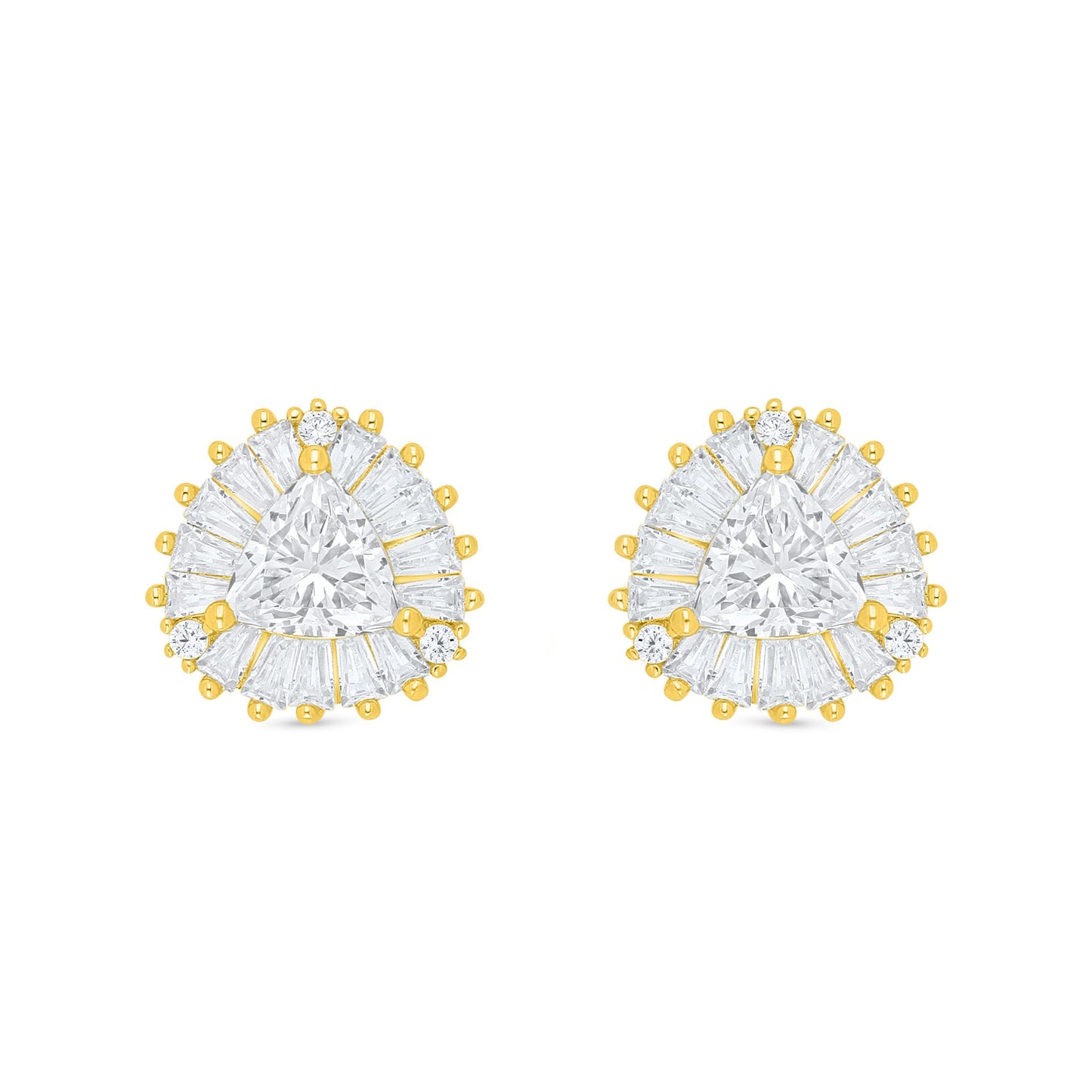 Sterling Silver 925 Earring Golden Plated Embedded With Diamond Zircon And White Zircon