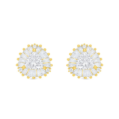 Sterling Silver 925 Earring Golden Plated Embedded With Diamond Zircon And White Zircon