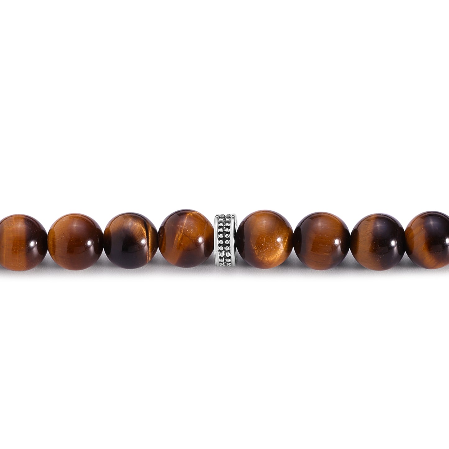 Yellow Tiger Eye Rosary 45 Round Bead 8 MM Whit Stainless Steel 316L Set (Silver & Black Plated)