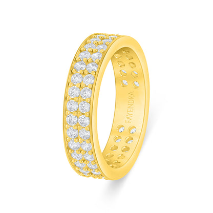 Sterling Silver 925 Ring Golden Plated Embedded With White Zircon