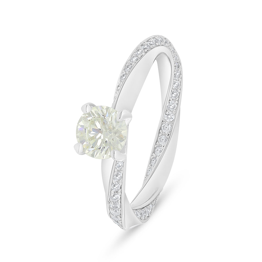 Sterling Silver 925 Ring Rhodium Plated Embedded With Diamond Zircon And White Zircon