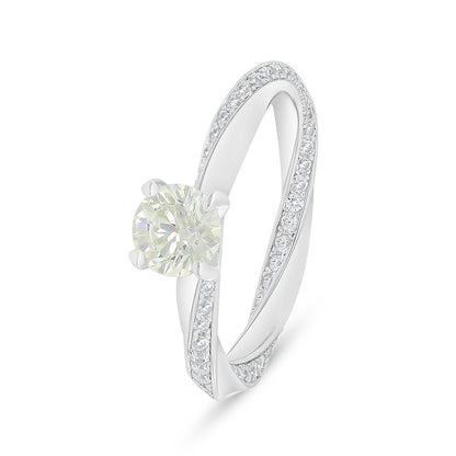 Sterling Silver 925 Ring Rhodium Plated Embedded With Diamond Zircon And White Zircon